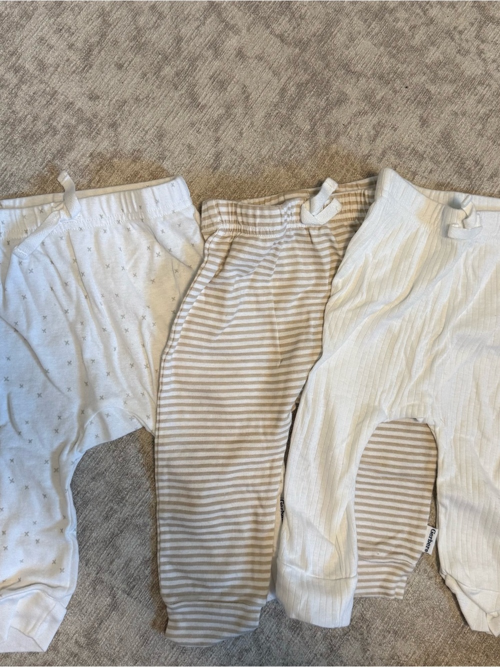 Gerber Neutral Stripe and White Baby Pants Set
